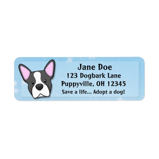 Kawaii Boston Terrier Return Address Label (Front)