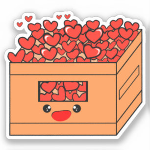 Kawaii Box of Hearts Vinyl Sticker