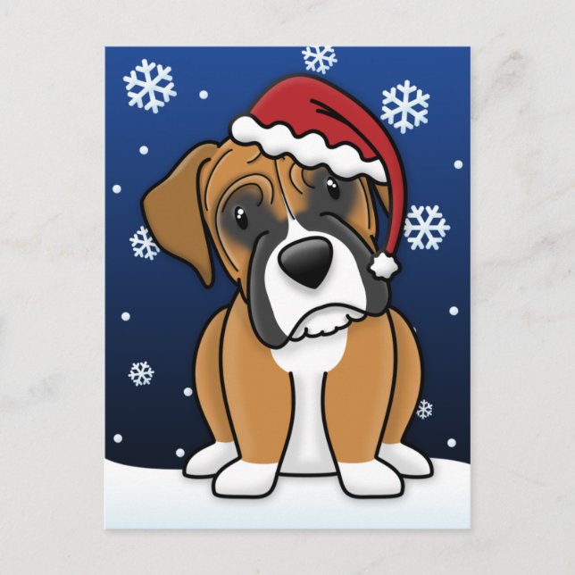 Kawaii Boxer Christmas Postcard (Front)