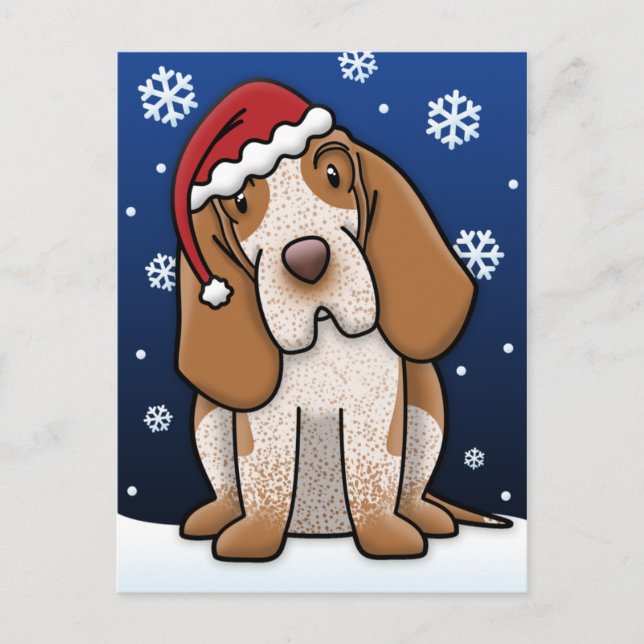 Kawaii Bracco Italiano Christmas Postcard (Front)