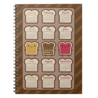 Kawaii Bread 2027 Calendar Notebook