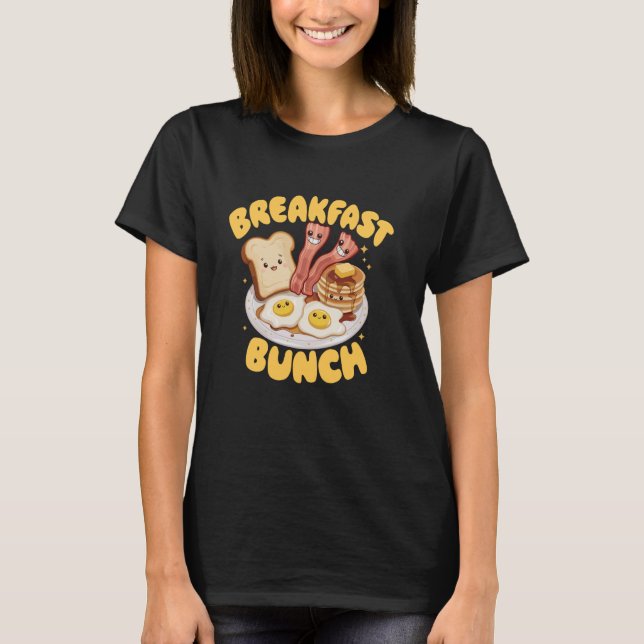 Kawaii Breakfast Bunch Pancake Bacon and Eggs T-Shirt (Front)
