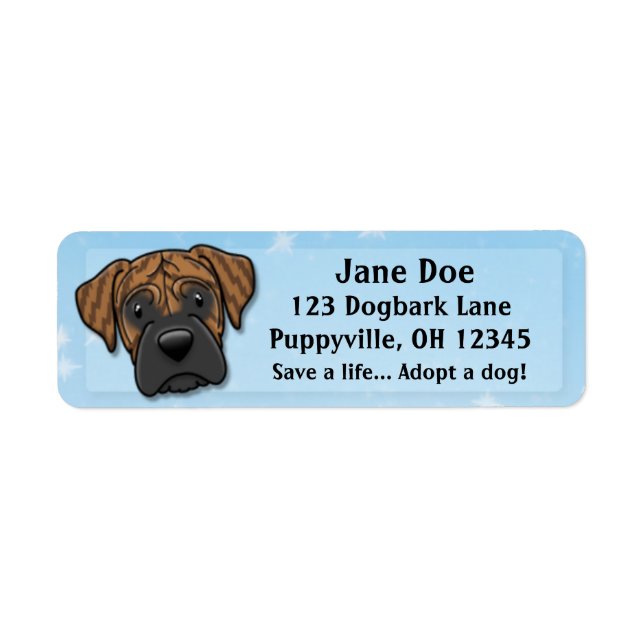 Kawaii Brindle Boxer Return Address Label (Front)