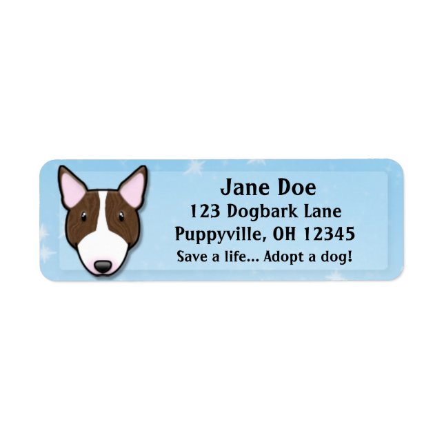 Kawaii Brindle Bull Terrier Return Address Label (Front)