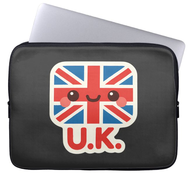 Kawaii British Flag – Cute UK Design Laptop Sleeve (Front)