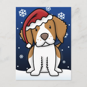 Kawaii Brittany Spaniel Christmas Postcard