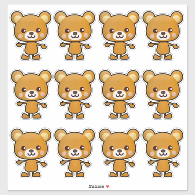 Kawaii Brown Bear_GC - Sticker (Sheet)
