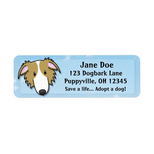 Kawaii Brown & White Borzoi Return Address Label