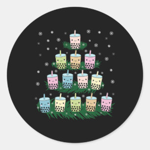 Kawaii Bubble Milk Tea Bo Tea Christmas Tree  Classic Round Sticker