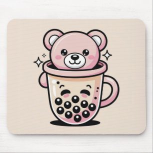 Kawaii Bubble Tea Bear Mouse Pad