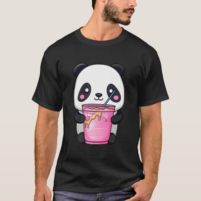 Kawaii Bubble Tea Panda Boba-Tea Japanese T-Shirt (Front)