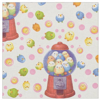 Kawaii Budgie Gumball Pastel Pattern Fabric