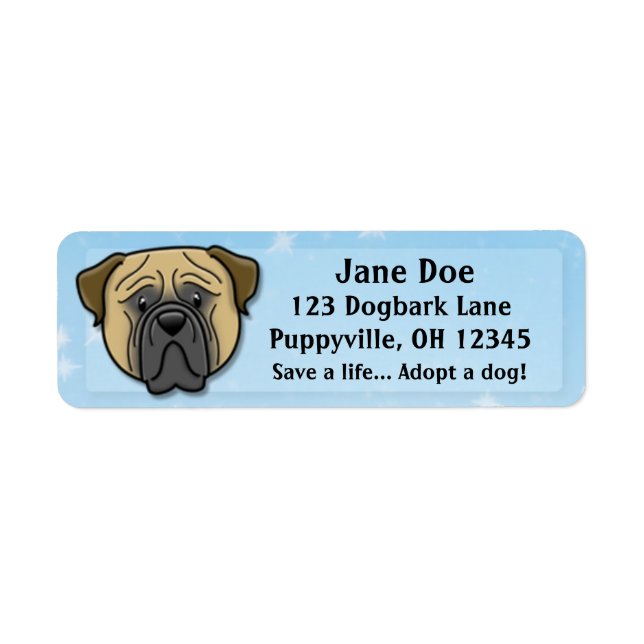 Kawaii Bullmastiff Return Address Label (Front)