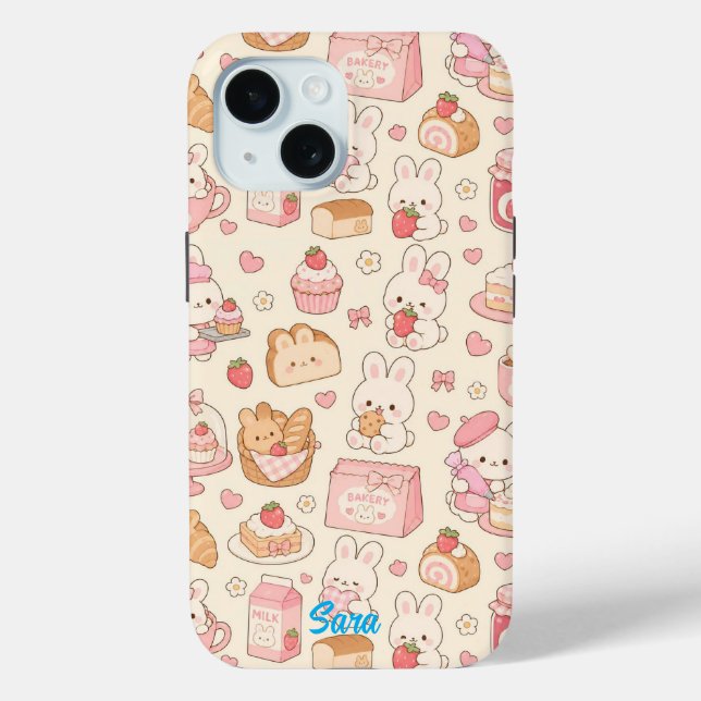 Kawaii Bunny Bakery Pattern Phone Case (Back)