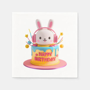 Kawaii Bunny Birthday Napkin