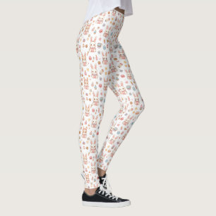Kawaii Bunny Café Easter Cute Chibi Bunnies Leggings