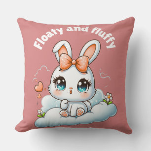 Kawaii Bunny – Cute Chibi Rabbit Throw Pillow