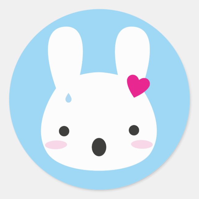 Kawaii Bunny Emotions Classic Round Sticker (Front)
