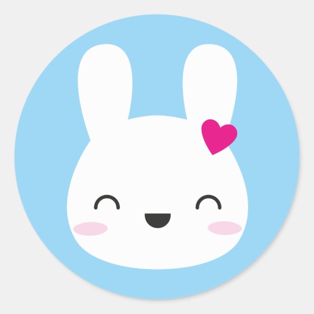 Kawaii Bunny Emotions Classic Round Sticker (Front)
