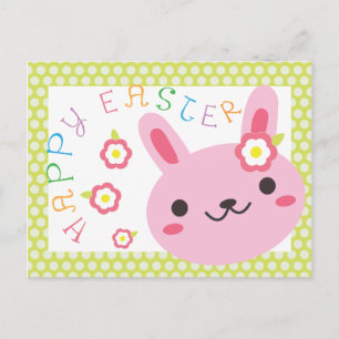 Kawaii Bunny - Happy Easter Holiday Postcard