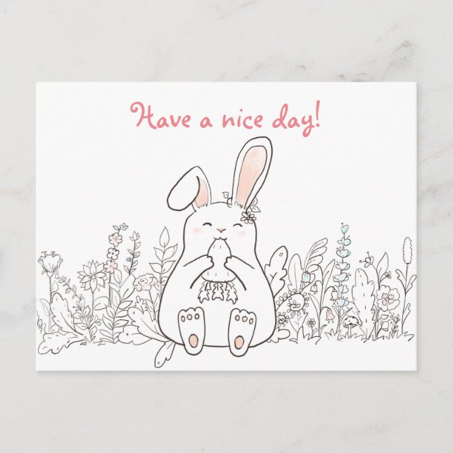 Kawaii Bunny/ Have A Nice Day Postcard (Front)