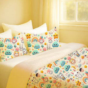 Kawaii Bunny Pastel Whimsical Nursery Pillowcase