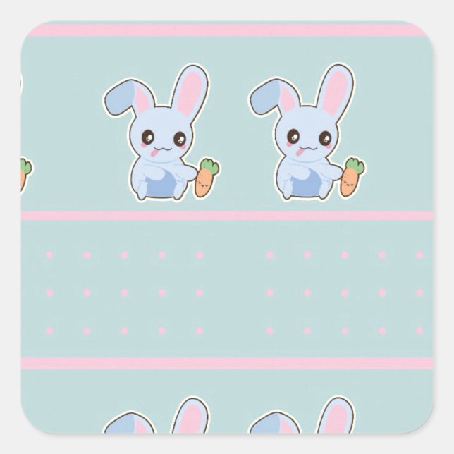 Kawaii Bunny pink mint accessories personalised Square Sticker (Front)