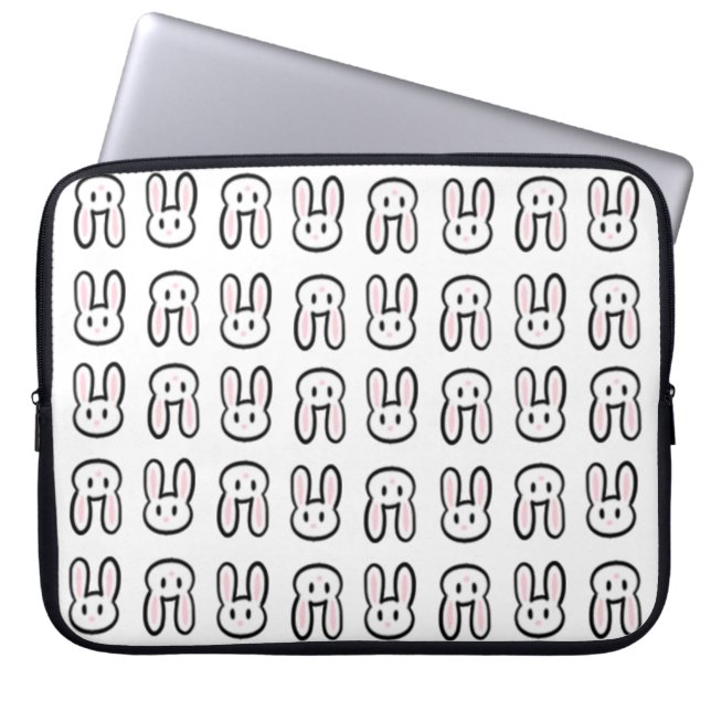 Kawaii Bunny Print Laptop Sleeve (Front)