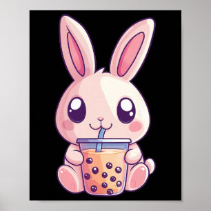 Kawaii Bunny Rabbit Boba Tea Bubble Tea Anime Cute Poster