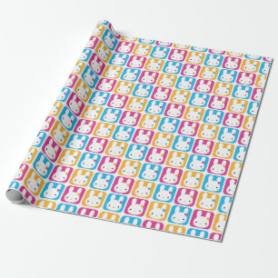 Kawaii Bunny Squares Wrapping Paper