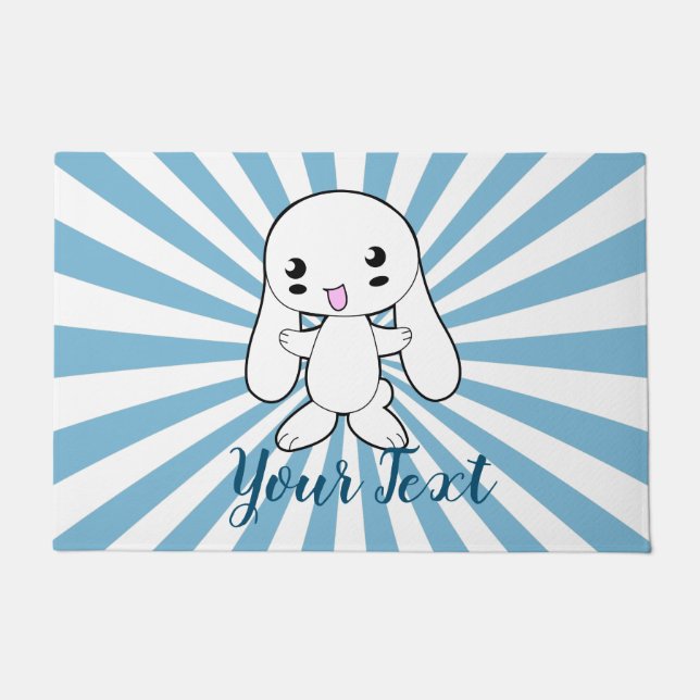 Kawaii Bunny's Hug Custom Doormat (Front)