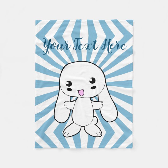 Kawaii Bunny's Hug Custom Fleece Blanket (Front)