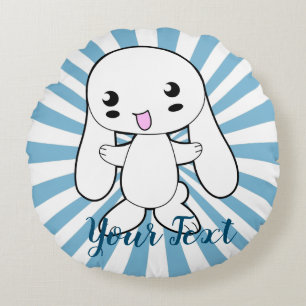 Kawaii Bunny's Hug Custom Round Cushion