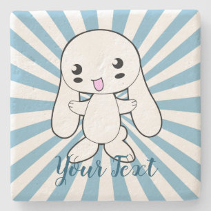 Kawaii Bunny's Hug Custom Stone Coaster