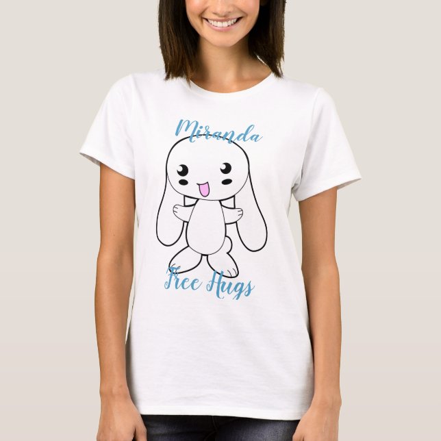 Kawaii Bunny's Hug Custom T-Shirt (Front)