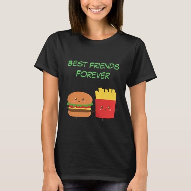 Kawaii Burger and Fries who are BFFs T-Shirt (Front)