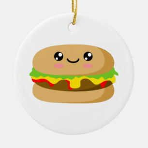 Kawaii Burger Ceramic Ornament