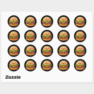 Kawaii Burger Delight Classic Round Sticker
