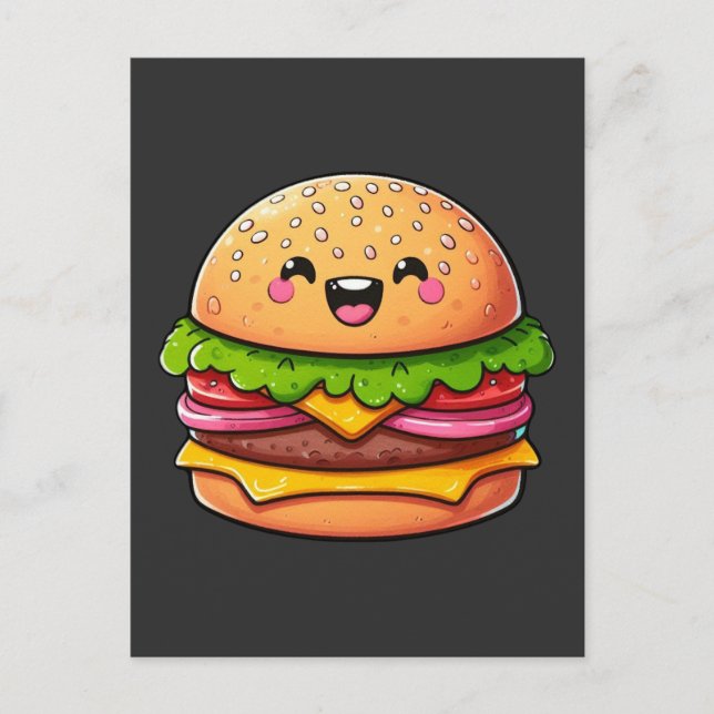 Kawaii Burger Delight Postcard (Front)