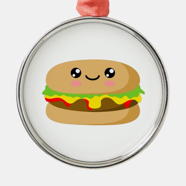 Kawaii Burger Metal Ornament (Front)