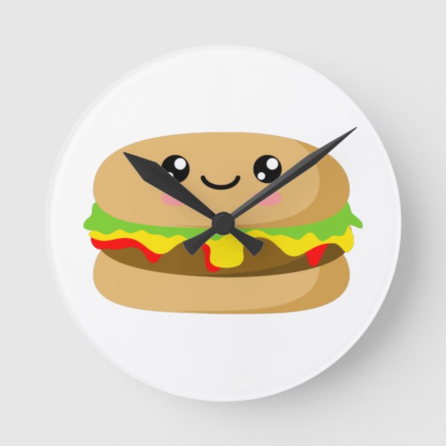 Kawaii Burger Round Clock (Front)