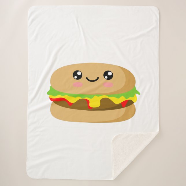 Kawaii Burger Sherpa Blanket (Front)