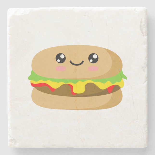 Kawaii Burger Stone Coaster (Front)