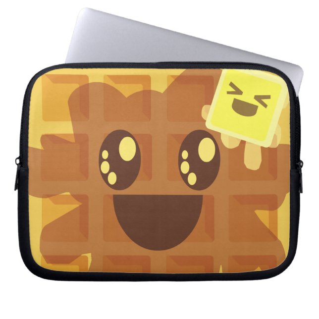 Kawaii Butter Waffle Breakfast Laptop Sleeve (Front)