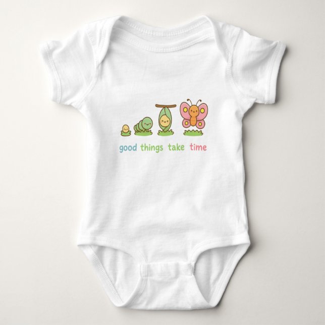 🌸 Kawaii Butterfly Transformation – Good Things T Baby Bodysuit (Front)