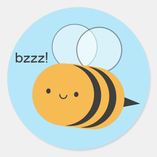 Kawaii Buzzy Bumble Bee Classic Round Sticker (Front)