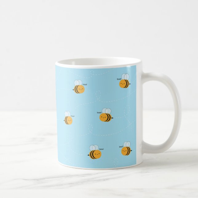 Kawaii Buzzy Bumble Bees Coffee Mug (Right)
