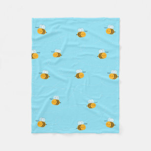 Kawaii Buzzy Bumble Bees Fleece Blanket