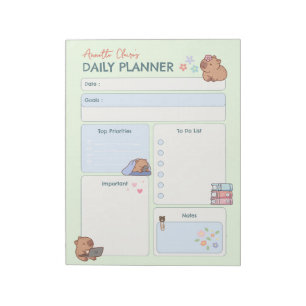 Kawaii Cabybara Doodle Daily Planner To Do List Notepad