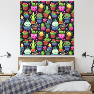 Kawaii Cactus Canvas Print